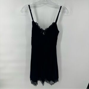 Moonstruck Velvet Moon Charm Lace Whimsigoth Mini Dress Grunge Dark Fairy